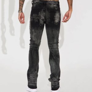 No Cap Stacked Skinny Flare Jeans - Black Wash