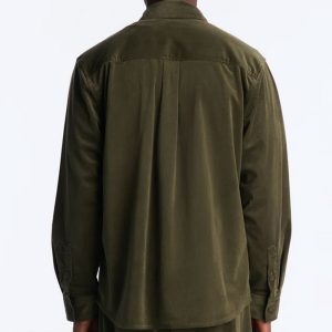 Relaxed Lincoln Park Textured Button Up Shirt - Dark Olive