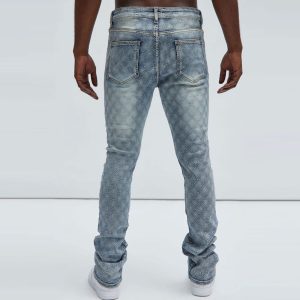 I Be Jeweled Stacked Skinny Flare Jeans - Light Blue