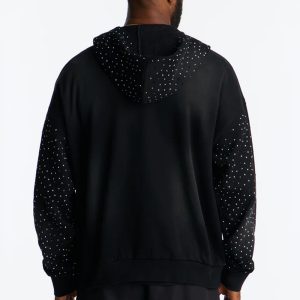 City Code Embellished Zip Up Hoodie - Black