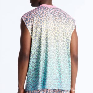Relaxed Electric Rave Leopard Sleeveless Crew Neck Tank - Multi Color