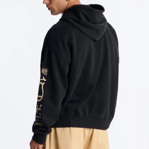 Von Dutch Embroidery Patches Oversized Zip Hoodie - Black Wash