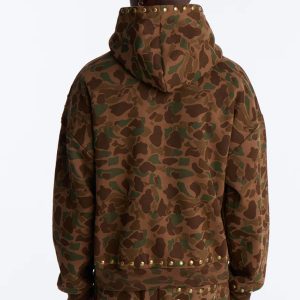 Oversized Frontline Studded Camo Hoodie - Camouflage