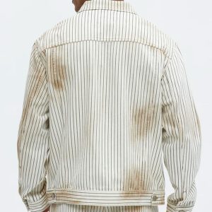 Byron Striped Vintage Trucker Jacket - Cream/combo
