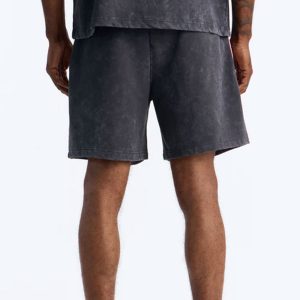 Sacred Embroidery Paneled Sweatshorts - Black